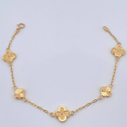 Pulso Trebol Aro Seguido 3.25gr / 7 1/2 in / 2mm Oro Amarillo 18K &