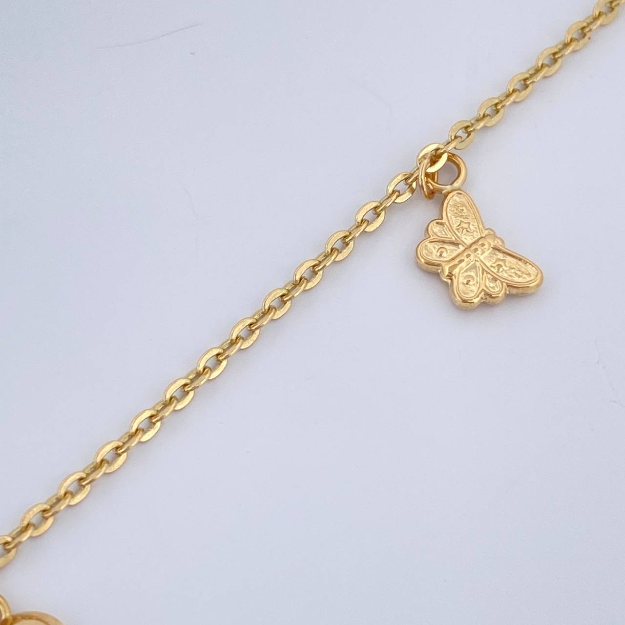 Tobillera Aro Seguido Figuras 3.7gr / 10 1/4 in / 2mm Oro Amarillo 18K &