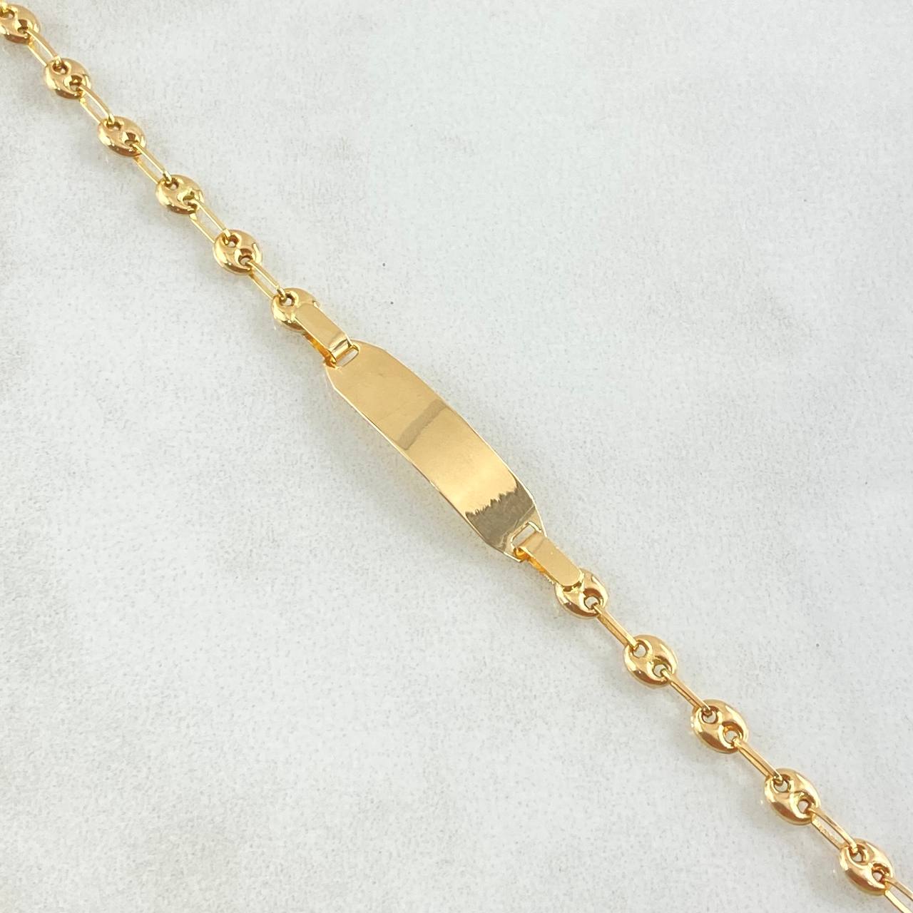 Pulso Bebé GC Placa Rectangular Octagonal 2.1gr / 15cm / 3.2mm Liso Oro Amarillo 18K