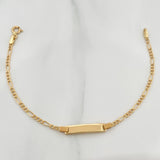 Pulso Placa Figaro 1.55gr / 6 1/4 in / 1.7mm Oro Amarillo +1 18K &