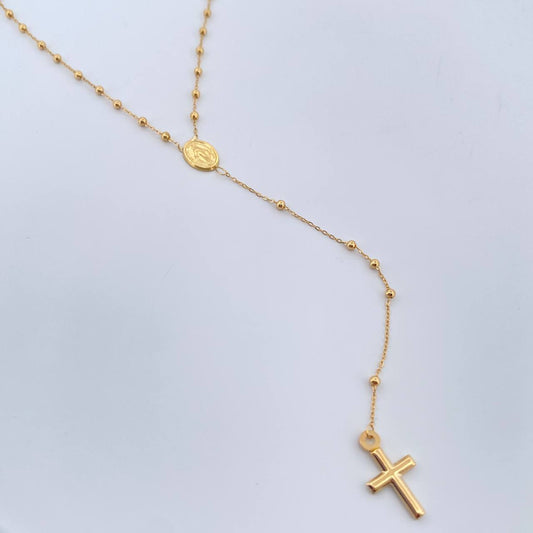 Rosario Virgen Milagrosa Cruz 2.5gr / 18 1/2 in / 0.42mm Oro Amarillo +4 18K $