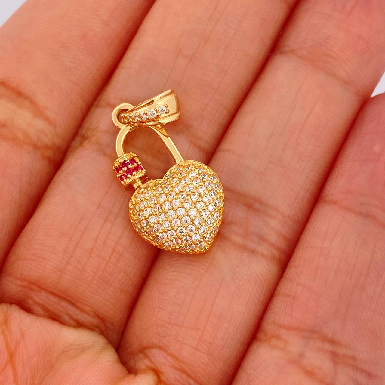 Dije Candado Corazon 2.3gr / 1 in / Oro Amarillo 18K %