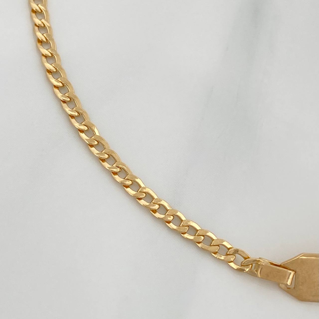 Pulso Placa Cubana 2.1gr / 6 in / 1mm Oro Amarillo +1 18K $
