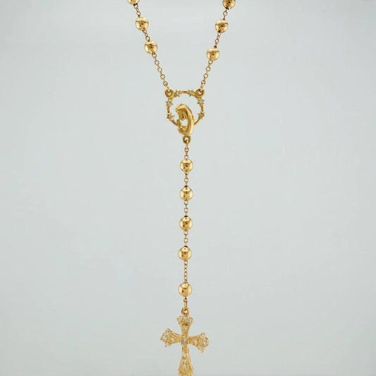 Rosario Virgen Maria Silueta 10.65gr / 15 1/4 in / 5mm-4mm Oro Amarillo 18K &
