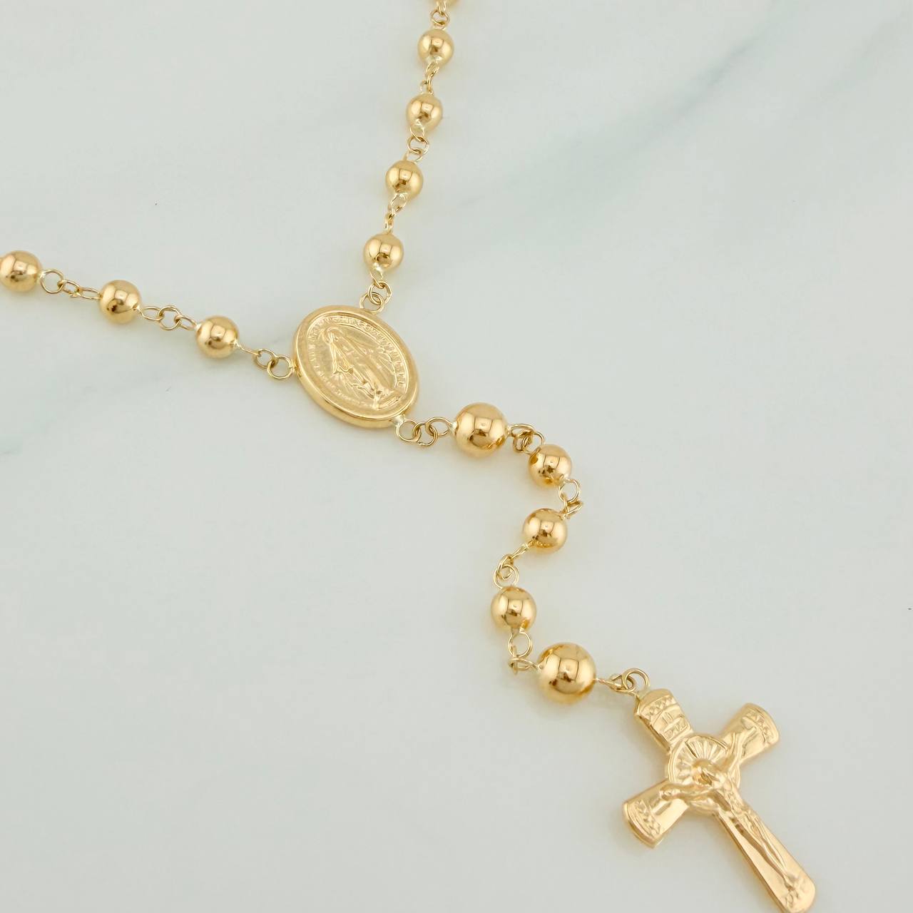Rosario Virgen Milagrosa 8.4gr / 21 3/4 in / 5mm-4mm Oro Amarillo 18K &