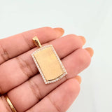 Dije Placa Rectangular 3.3gr / 1 1/4 in / Oro Amarillo 18K