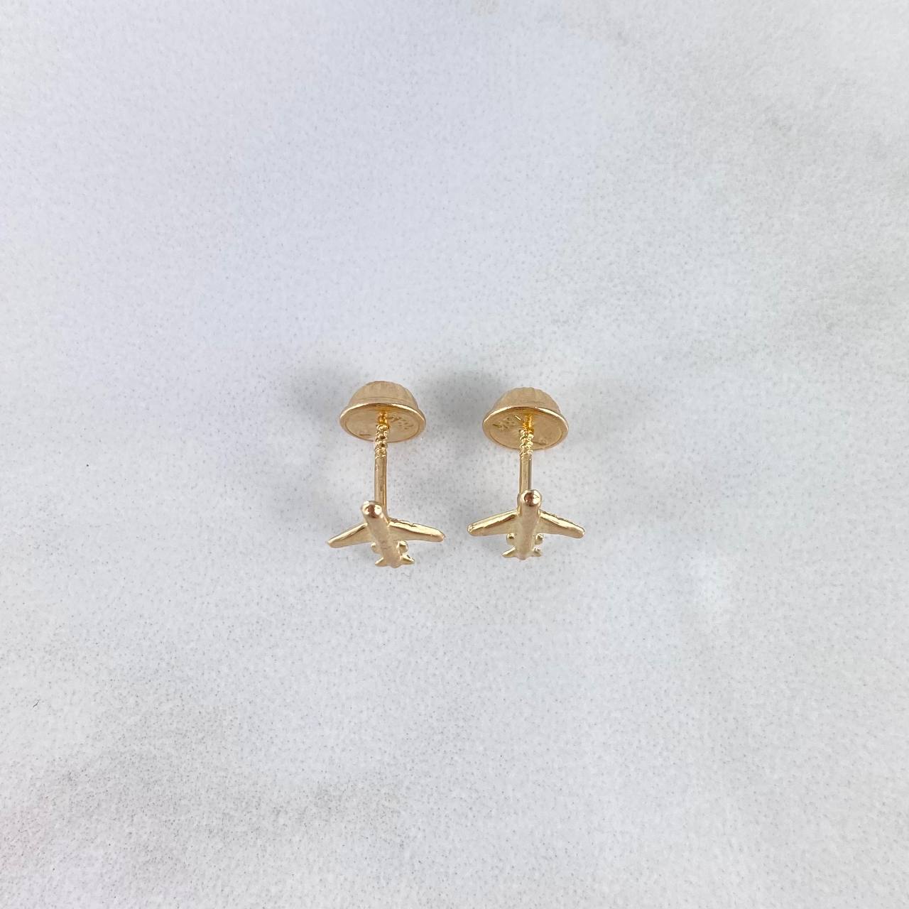 Stud Earrings Airplane 0.6gr / 1cm / 18K Yellow Gold