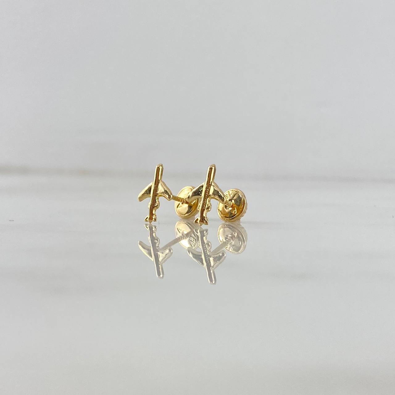 Stud Earrings Airplane 0.6gr / 1cm / 18K Yellow Gold