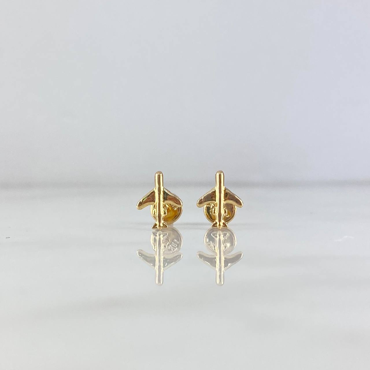 Stud Earrings Airplane 0.6gr / 1cm / 18K Yellow Gold