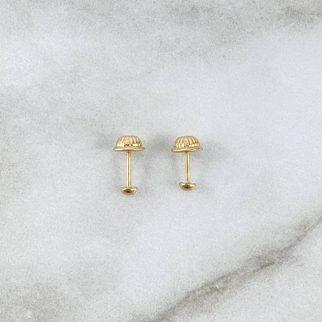 Stud Earrings Media Bead 3mm 0.4gr / Polished Yellow Gold *