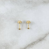 Stud Earrings Media Bead 3mm 0.4gr / Polished Yellow Gold *