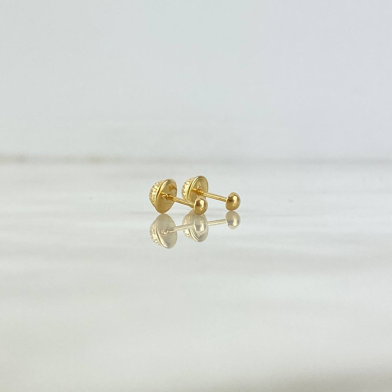 Stud Earrings Media Bead 3mm 0.4gr / Polished Yellow Gold *