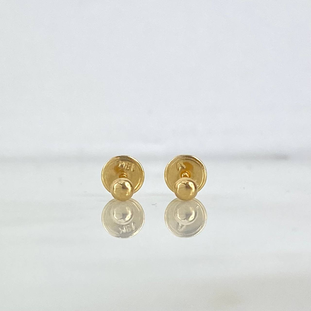 Stud Earrings Media Bead 3mm 0.4gr / Polished Yellow Gold *