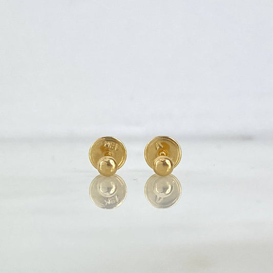 Stud Earrings Media Bead 3mm 0.4gr / Polished Yellow Gold *