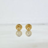Stud Earrings Media Bead 3mm 0.4gr / Polished Yellow Gold *