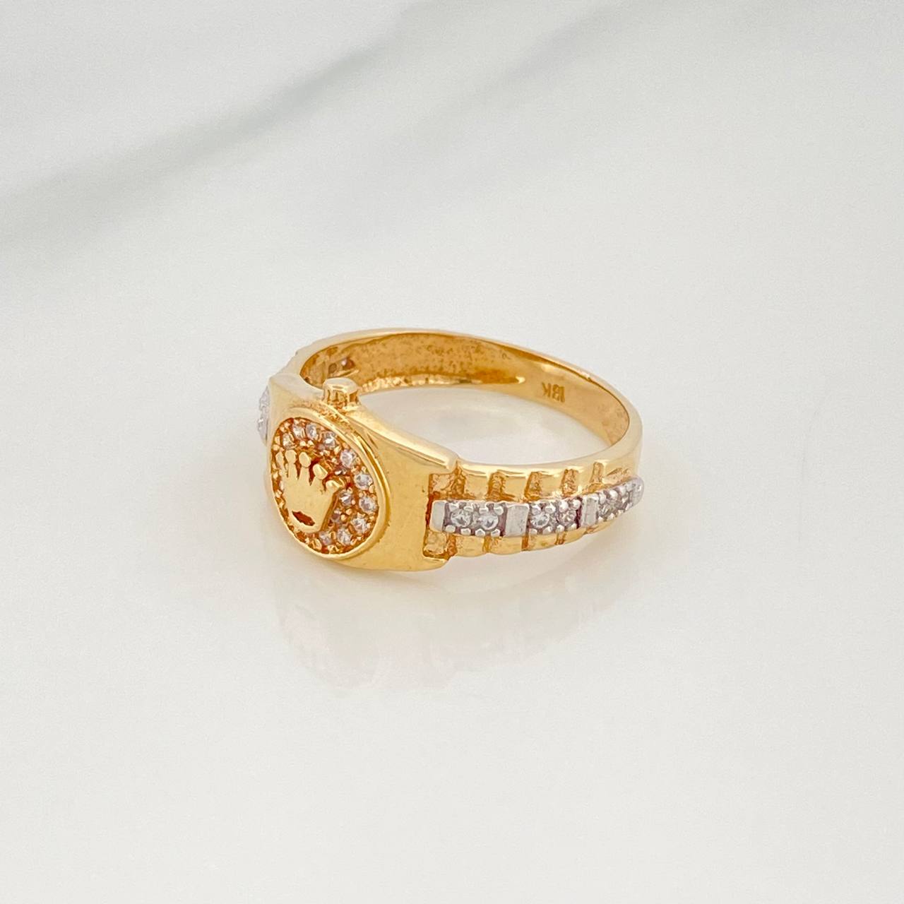 Anillo Corona 3.6 g / T6 3/4 Dos Oros Amarillo Blanco 18K
