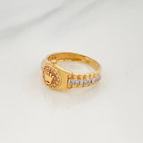 Anillo Corona 3.6 g / T6 3/4 Dos Oros Amarillo Blanco 18K