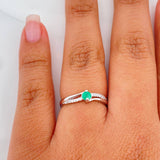 Anillo Circulo Esmeralda 19Pts 1.35 g / T7 1/4 Plata 925