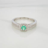 Anillo Halo Cuadrado Esmeralda 14Pts 1.65 g / T6 Plata 925