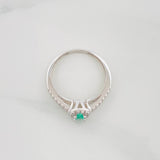 Anillo Halo Cuadrado Esmeralda 14Pts 1.65 g / T6 Plata 925