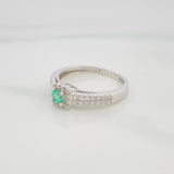 Anillo Halo Cuadrado Esmeralda 14Pts 1.65 g / T6 Plata 925