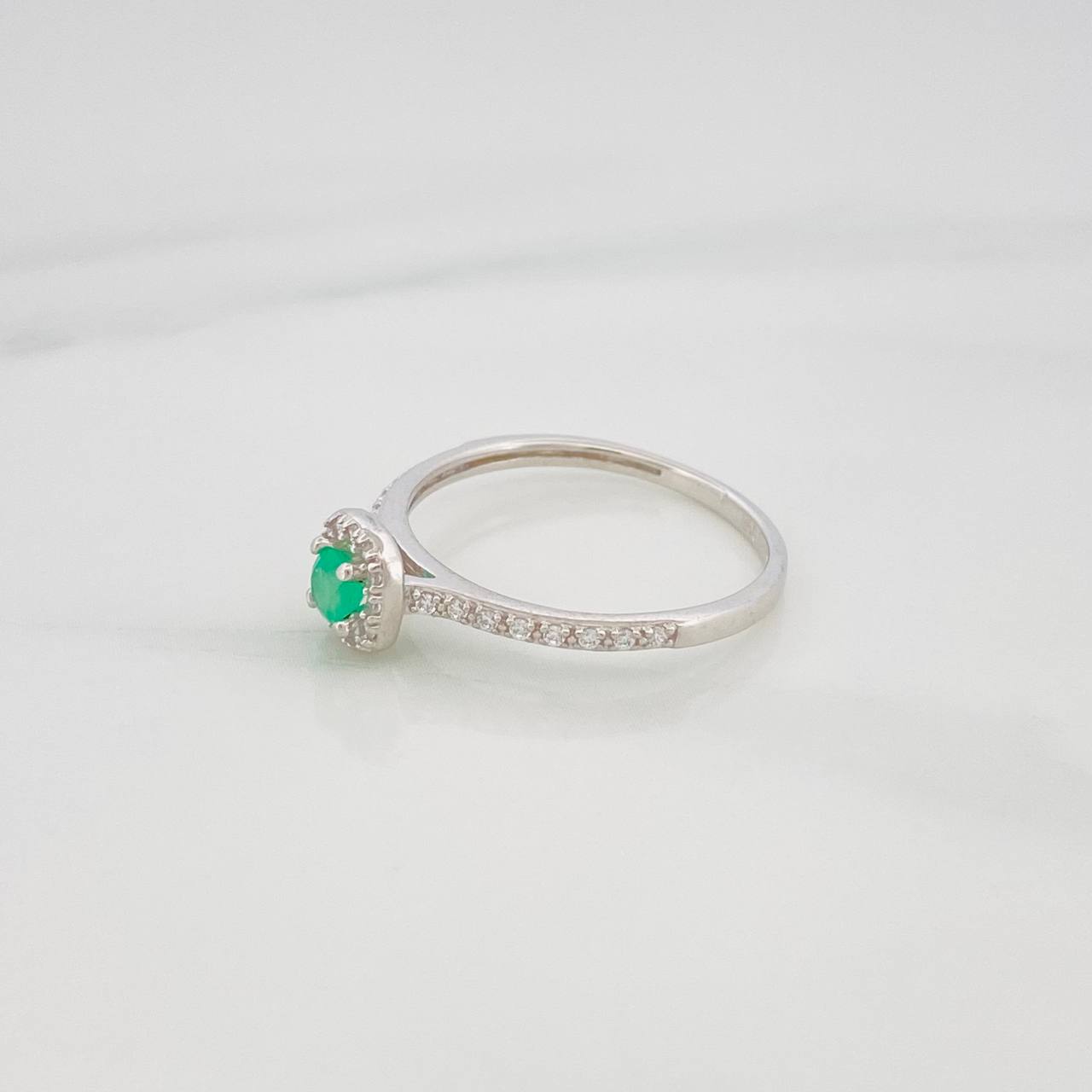 Anillo Bisel Esmeralda 15Pts 1.35 g / T6 1/4 Plata 925