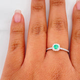 Anillo Bisel Esmeralda 15Pts 1.35 g / T6 1/4 Plata 925