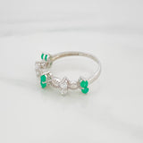 Anillo Flores Esmeraldas 39Pts 2.05 g / T7 Plata 925