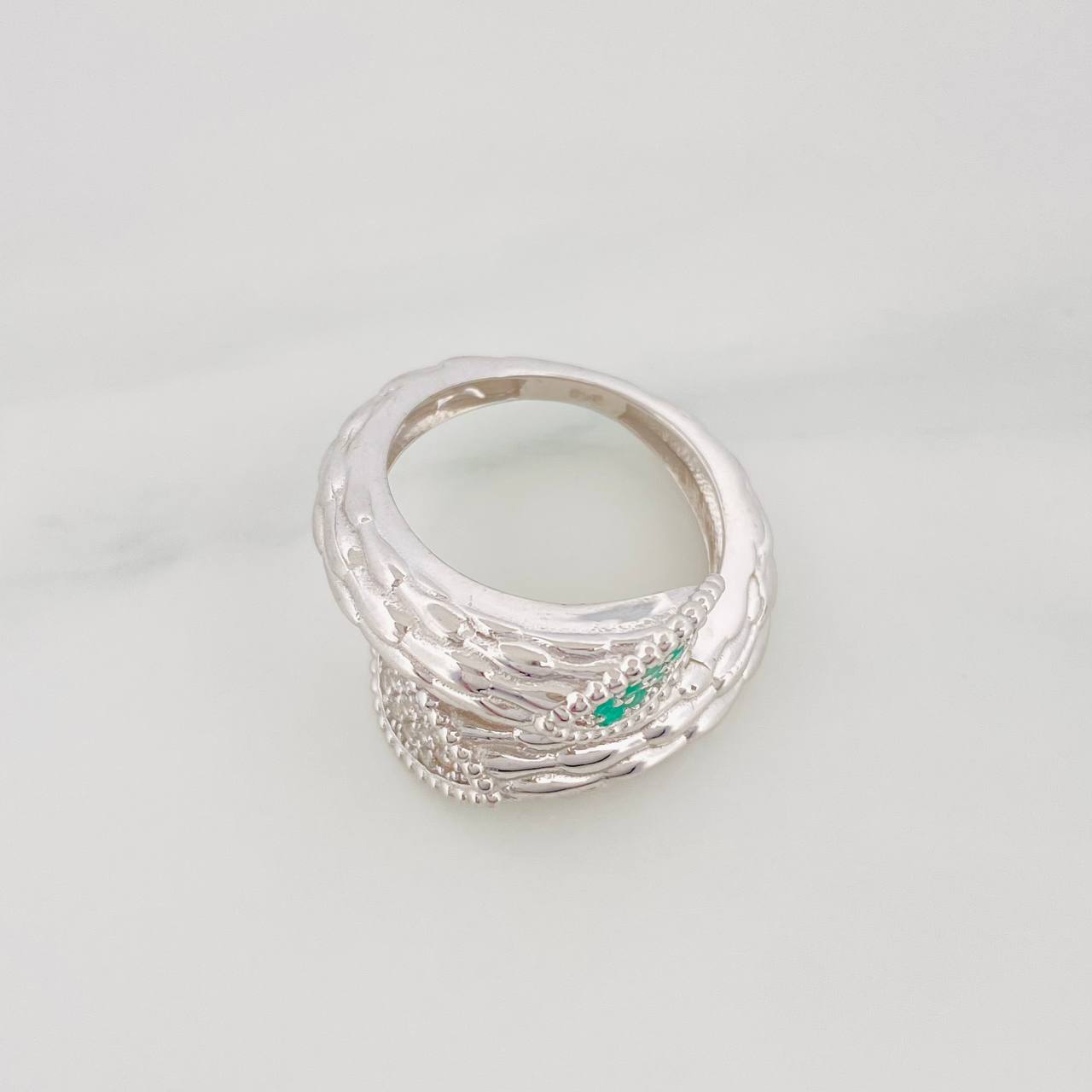 Anillo Tronco Esmeraldas 16Pts 5.6 g / T8 1/4 Plata 925