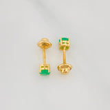 Stud Earrings Four Prongs Emeralds 44Pts 0.9 g / in / 3.9 mm Yellow Gold 18K