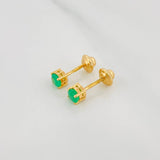 Stud Earrings Four Prongs Emeralds 44Pts 0.9 g / in / 3.9 mm Yellow Gold 18K