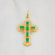 Pendant Flat Cross Emeralds 60Pts 2 g / 1 1/4 in Yellow Gold 18K