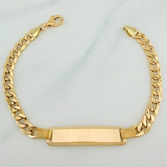 Cuban Plate Bracelet 11.05gr / 8 1/4 in / 4mm 18K Yellow Gold +1 $