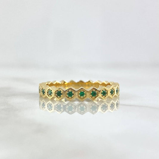 Custom Made to Order Ring with Consecutive Eyes 4gr / Green Zircons 18K Yellow Gold