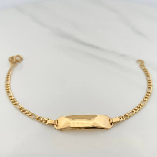 Pulso Placa Figaro 2.85gr / 6 in / 2.6mm Oro Amarillo +1 18K %