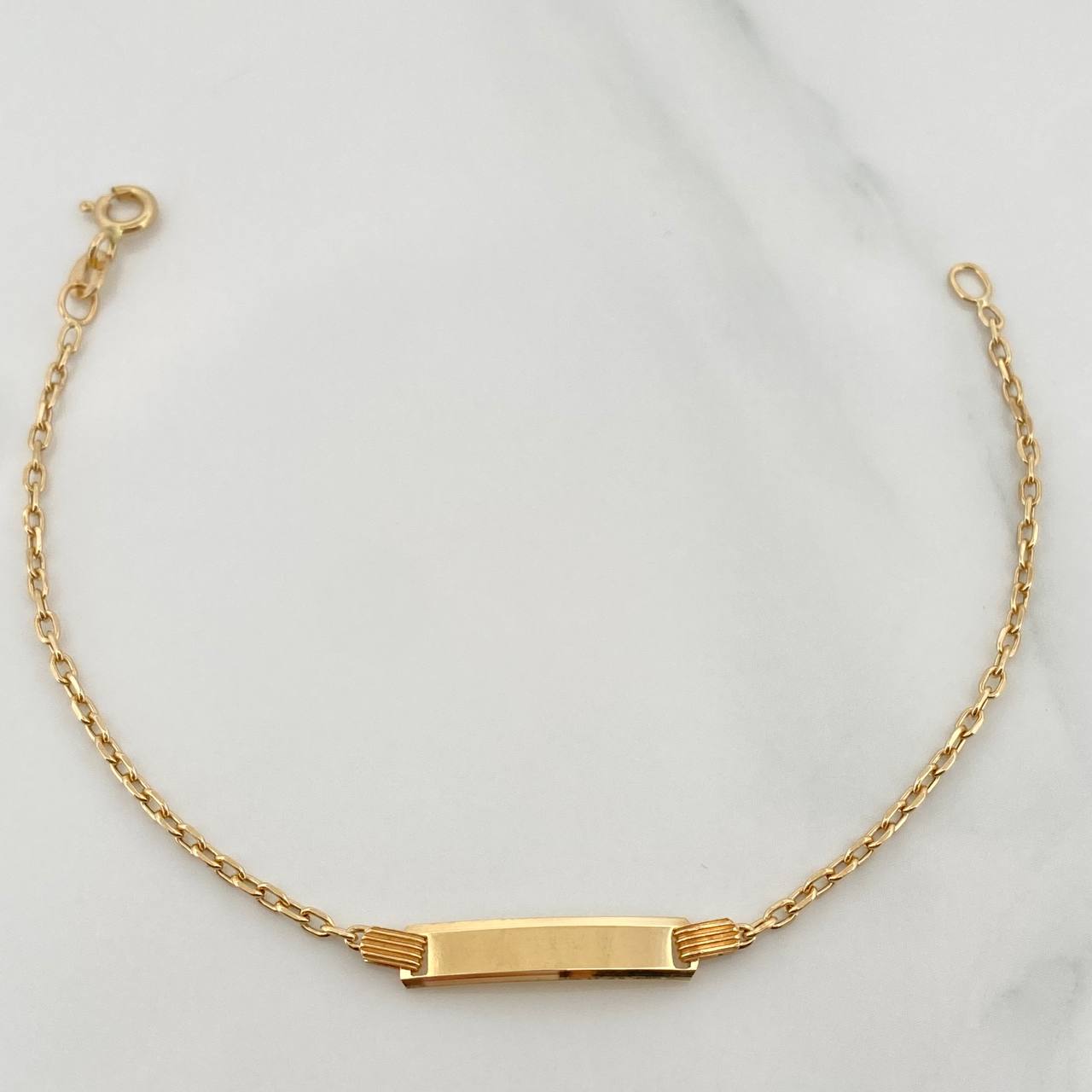 Pulso Placa Aro Seguido 1.55gr / 6 1/2 in / 1mm Oro Amarillo +3 18K &