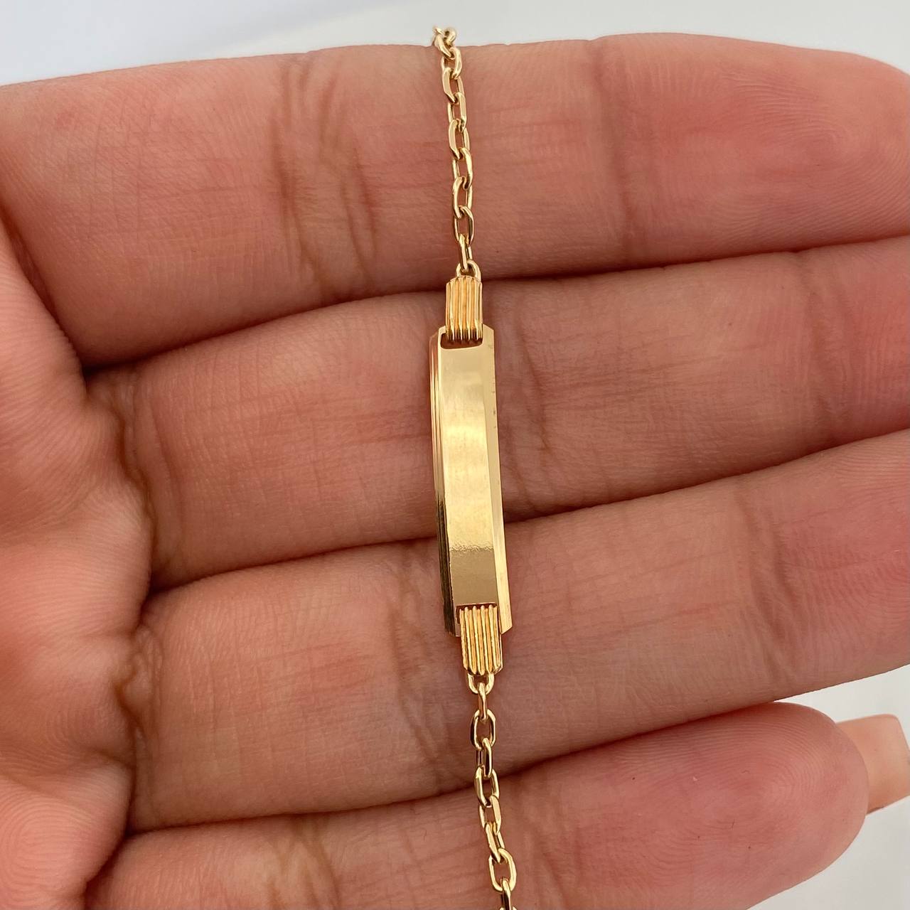 Pulso Placa Aro Seguido 1.55gr / 6 1/2 in / 1mm Oro Amarillo +3 18K &