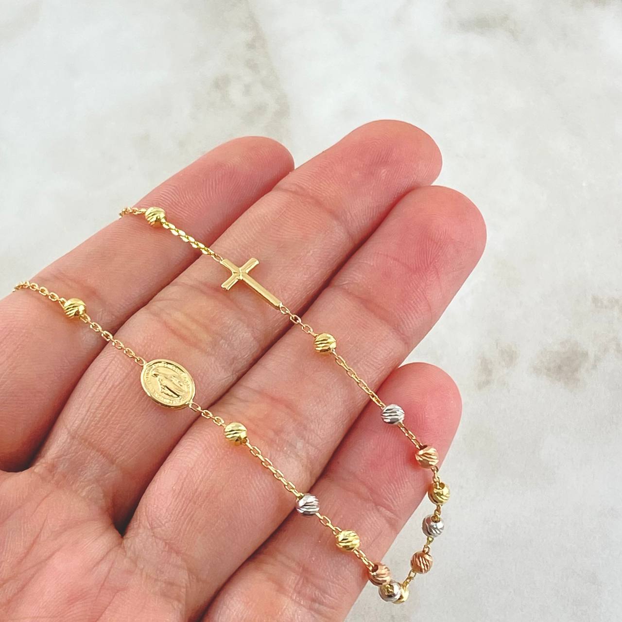 Denarius Type Chain Miraculous Virgin 3.25gr / 17.7in / Three Golds +4 18K ©