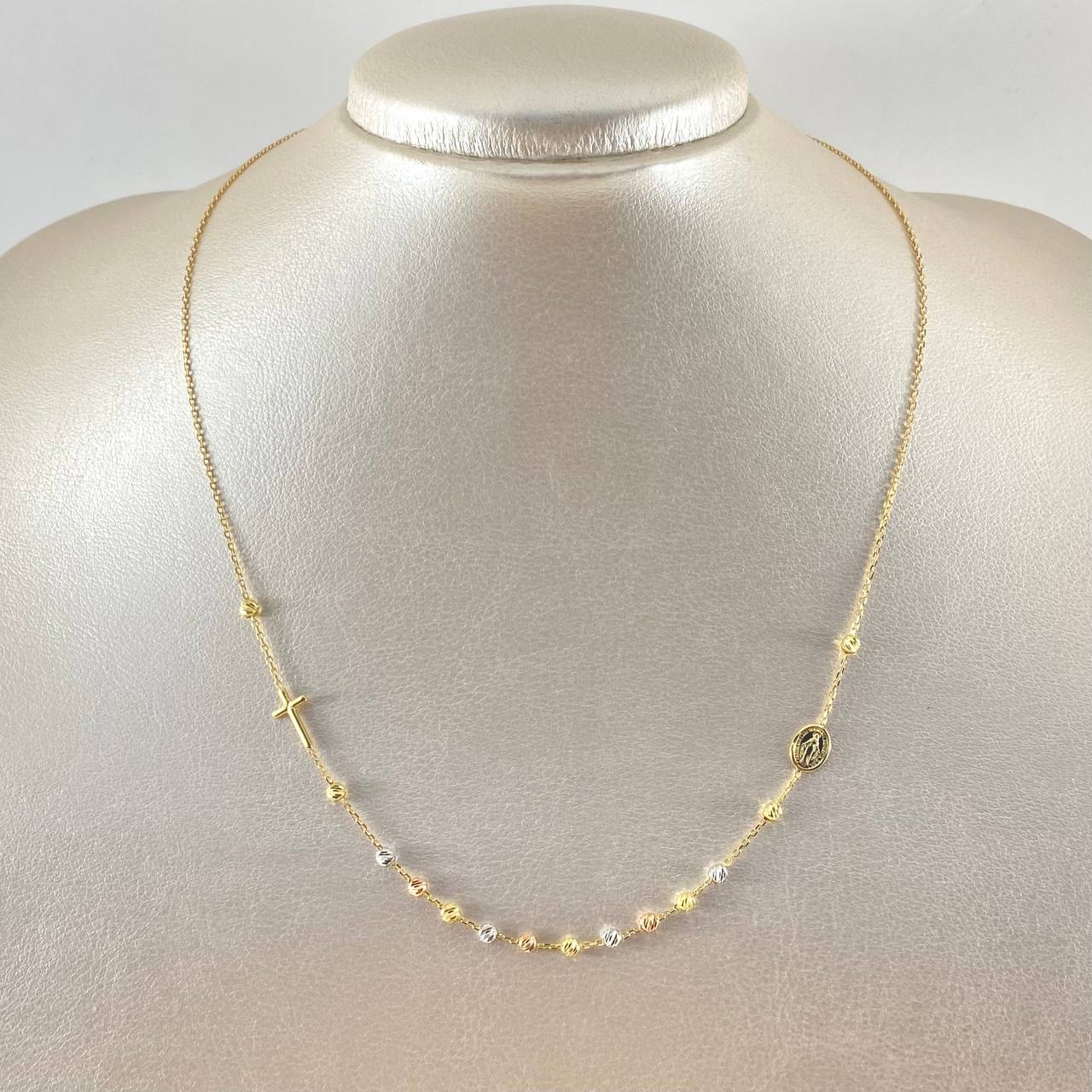 Denarius Type Chain Miraculous Virgin 3.25gr / 17.7in / Three Golds +4 18K ©