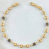 Bracelet Gc Barrel Black Rubbers 3gr / 8 in / 4.5mm Yellow Gold 18K