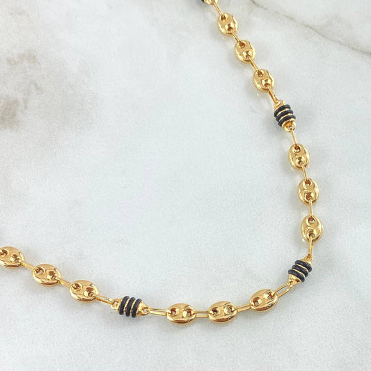 Cadena Rustica Rx Cauchos Negros 7.9gr / 19 3/4 in / 4.5mm Oro Amarillo 18K ©