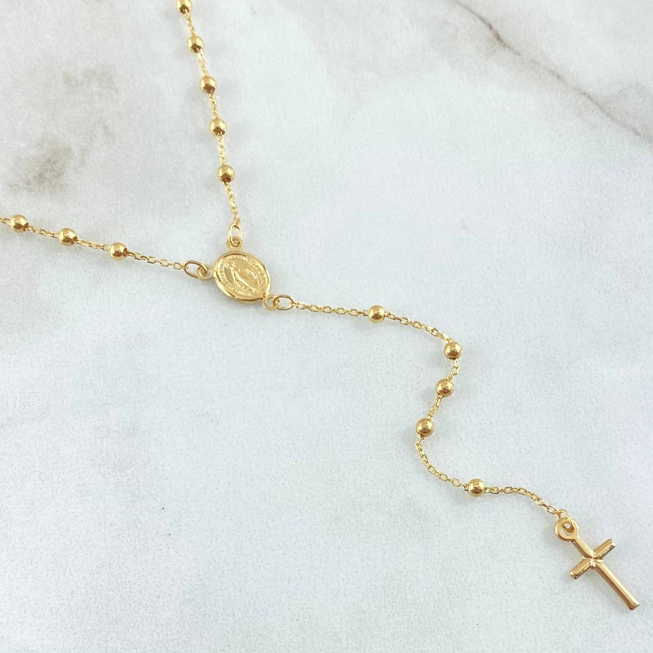 Miraculous Virgin Rosary Polished Cross 3.2gr / 17.7in / 18K Yellow Gold +4 ©