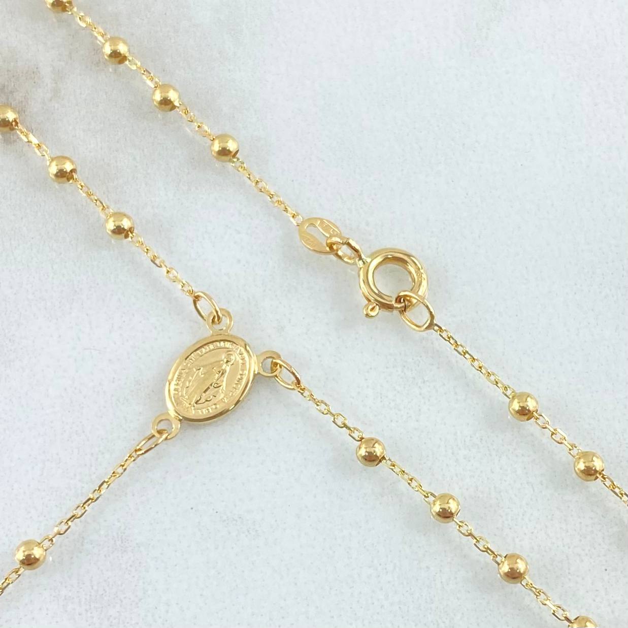 Miraculous Virgin Rosary Polished Cross 3.2gr / 17.7in / 18K Yellow Gold +4 ©
