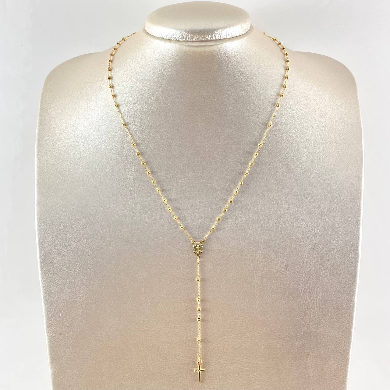 Miraculous Virgin Rosary Polished Cross 3.2gr / 17.7in / 18K Yellow Gold +4 ©