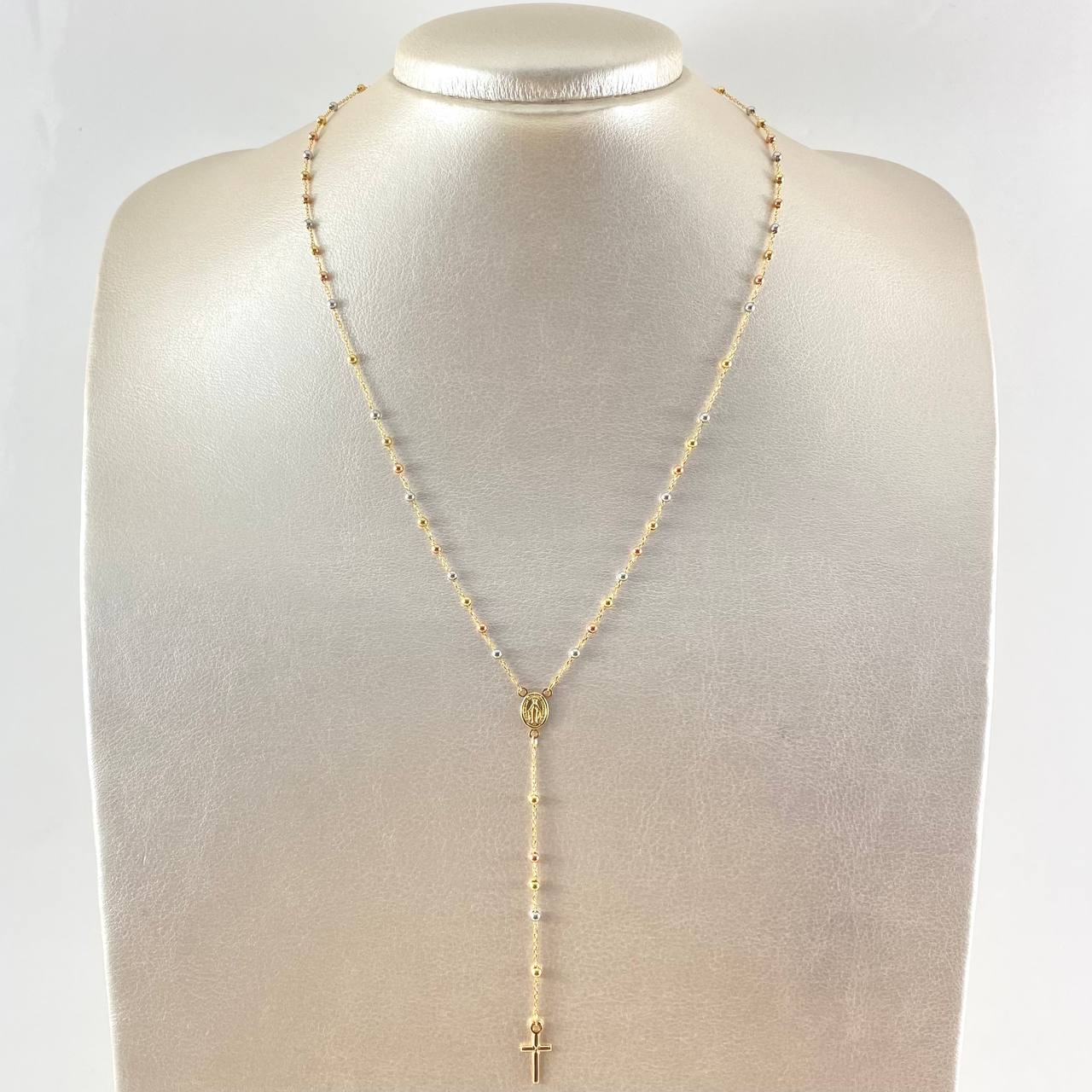 Miraculous Virgin Rosary Polished Cross 3.3gr / 17.7in / Three Golds +4 18K ©