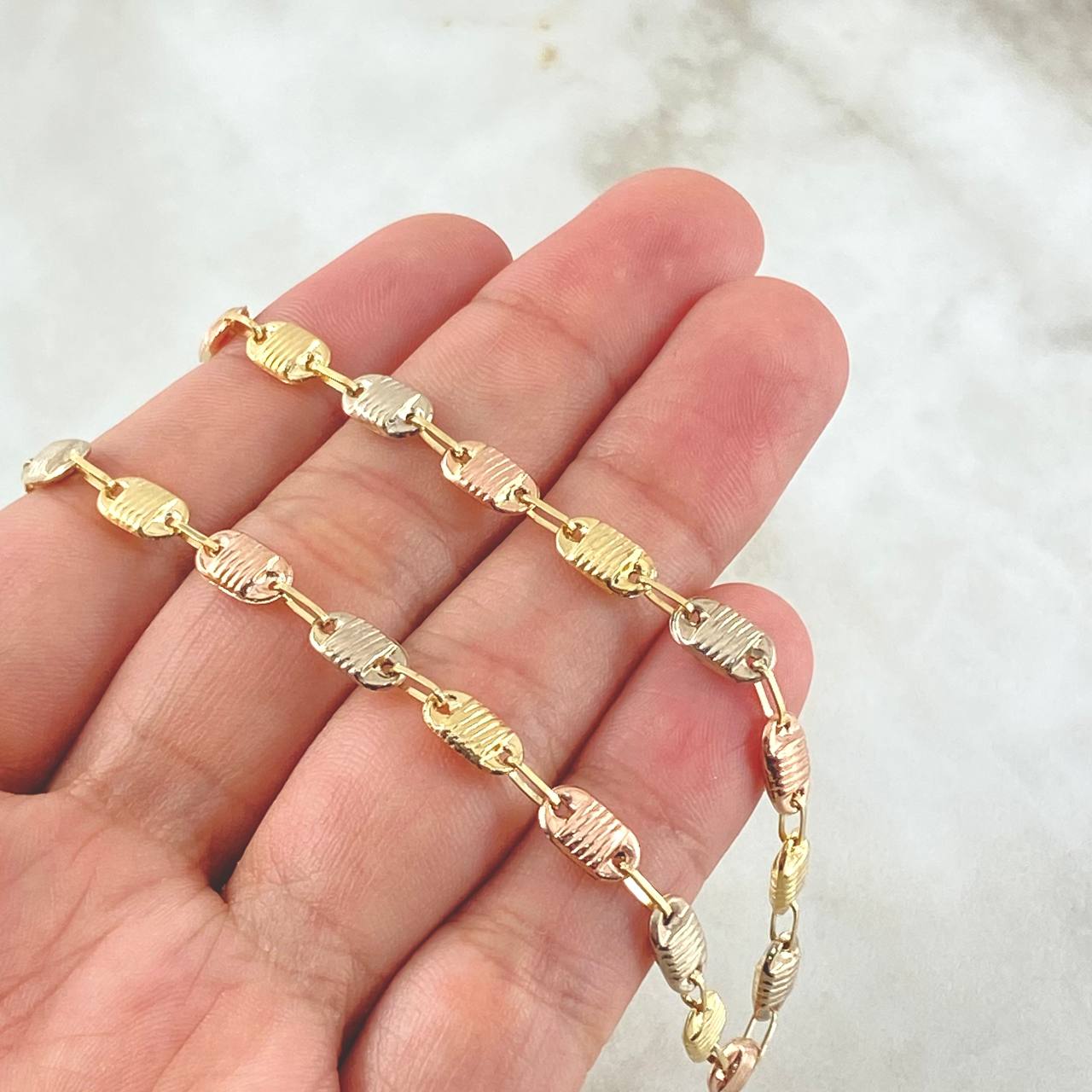 Rustic Canotilla Chain 9.7gr / 23.6in / 18K Gold Three Tones