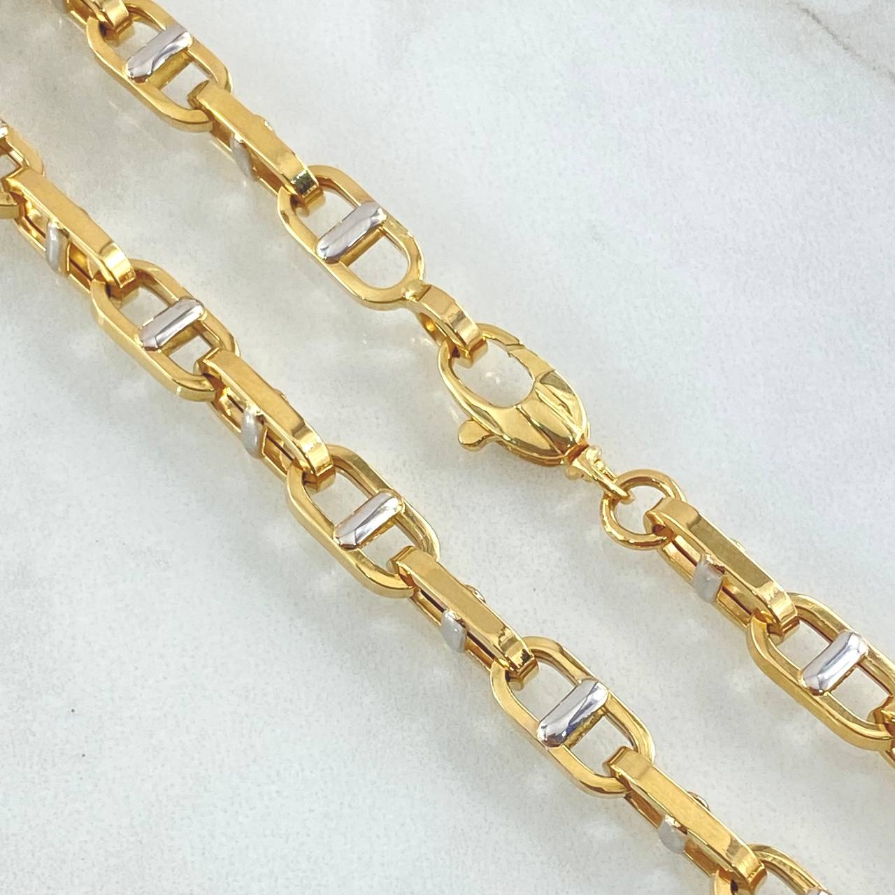 Marinera Box Chain 20.95gr / 23.6in / Two Tone Yellow White 18K +4 ©