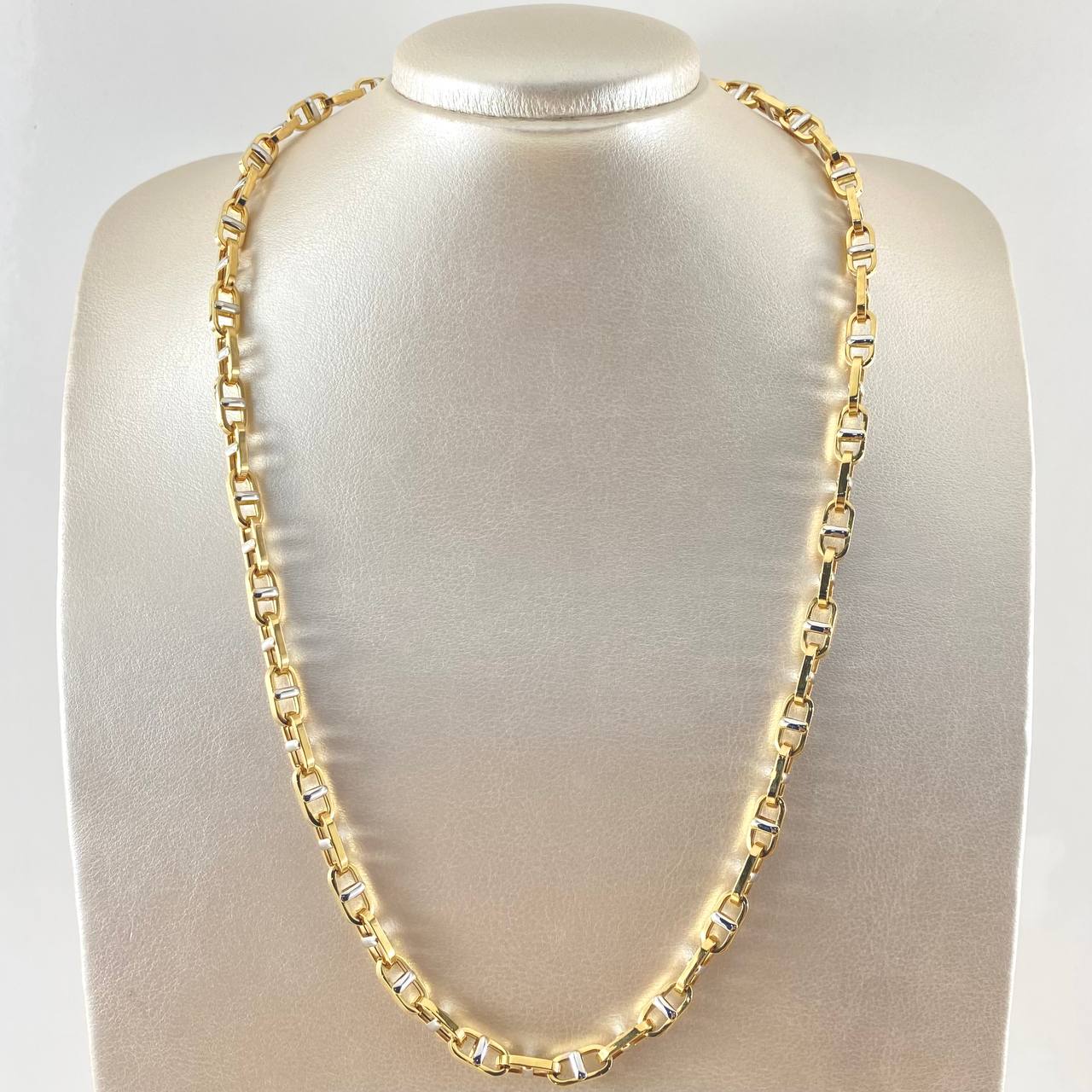 Marinera Box Chain 20.95gr / 23.6in / Two Tone Yellow White 18K +4 ©