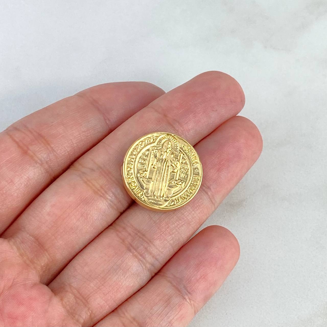 Herraje San Benito 1.45gr / 2cm / Tambor Oro Amarillo 18K