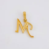 Dije Letra Cursiva M 1.35g / 3/4 in Oro Amarillo 18K